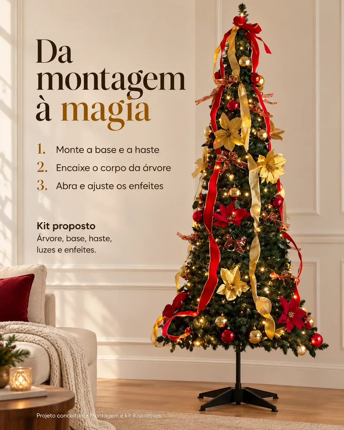 Árvore de Natal Retrátil - Sem complicação na hora de montar.