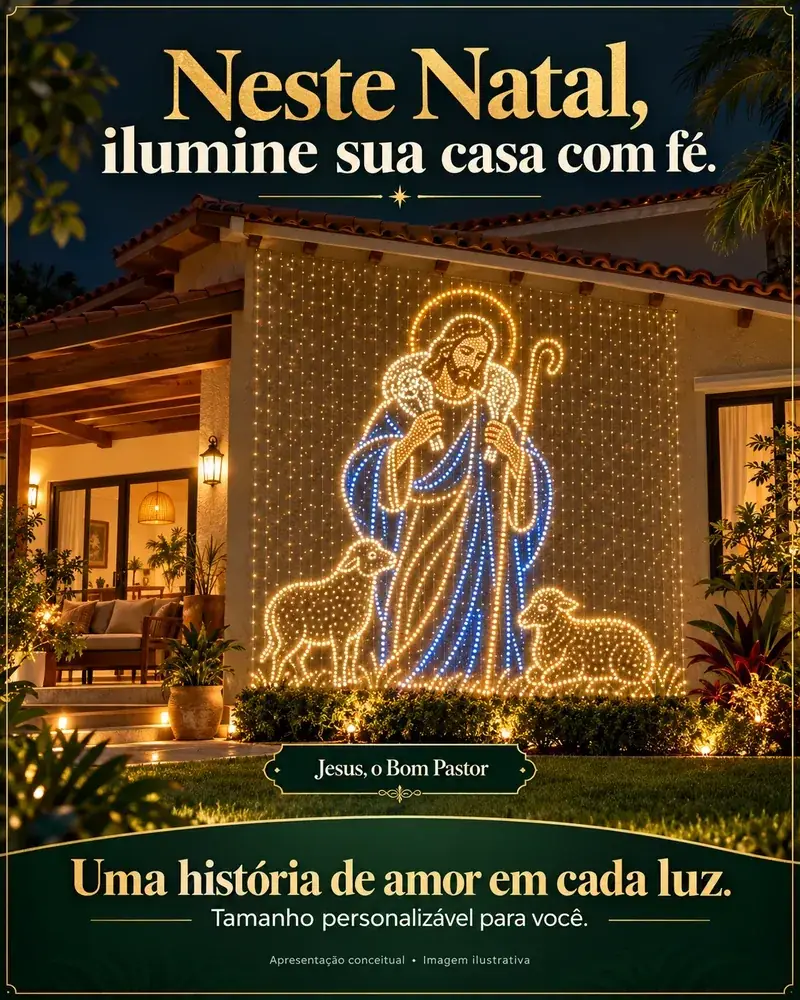 Pisca-Pisca Natalino Religioso – Presépio Iluminado em LED para Decoração de Natal