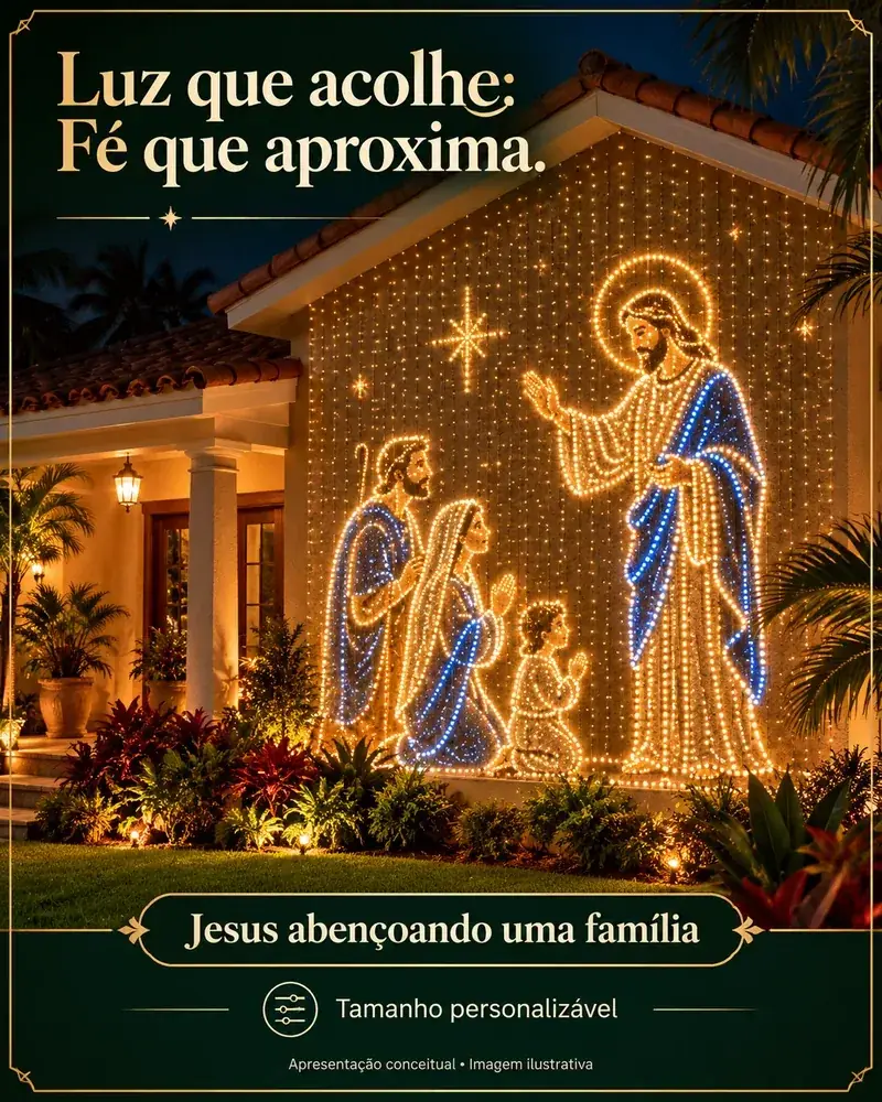 Pisca-Pisca Natalino Religioso – Presépio Iluminado em LED para Decoração de Natal