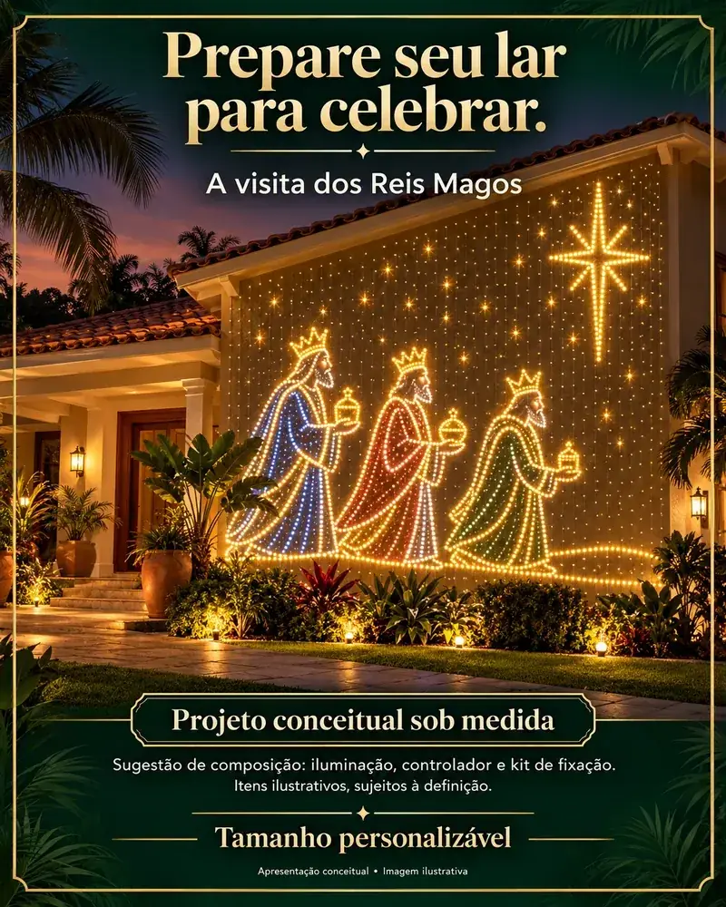 Pisca-Pisca Natalino Religioso – Presépio Iluminado em LED para Decoração de Natal