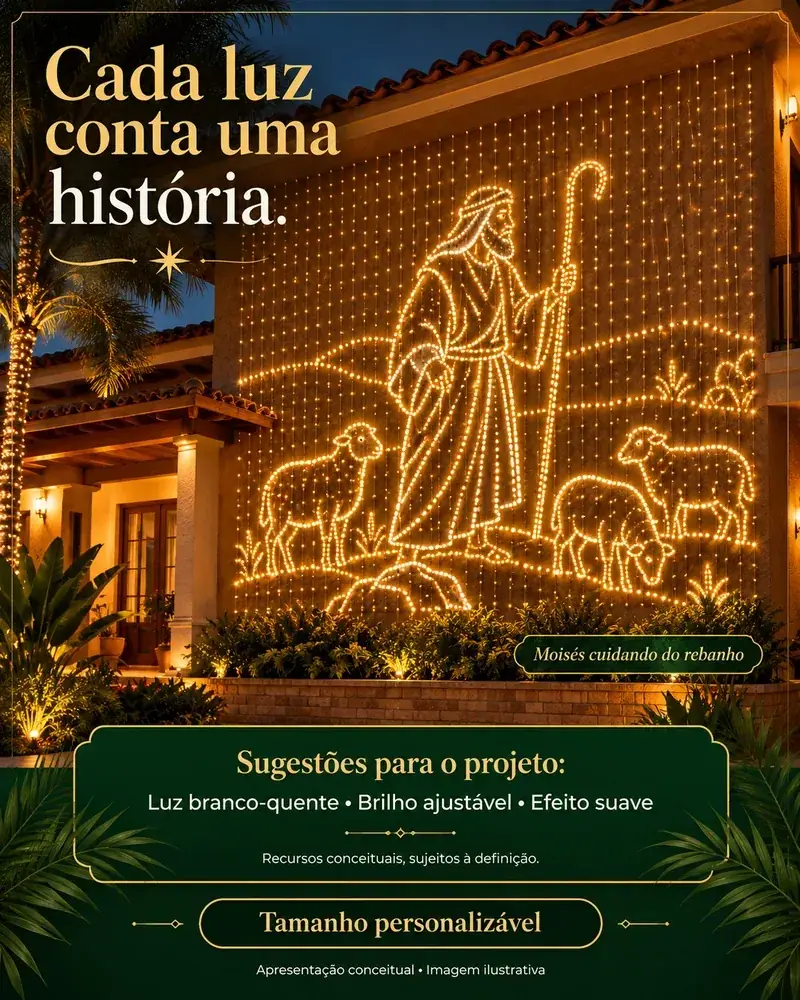 Pisca-Pisca Natalino Religioso – Presépio Iluminado em LED para Decoração de Natal