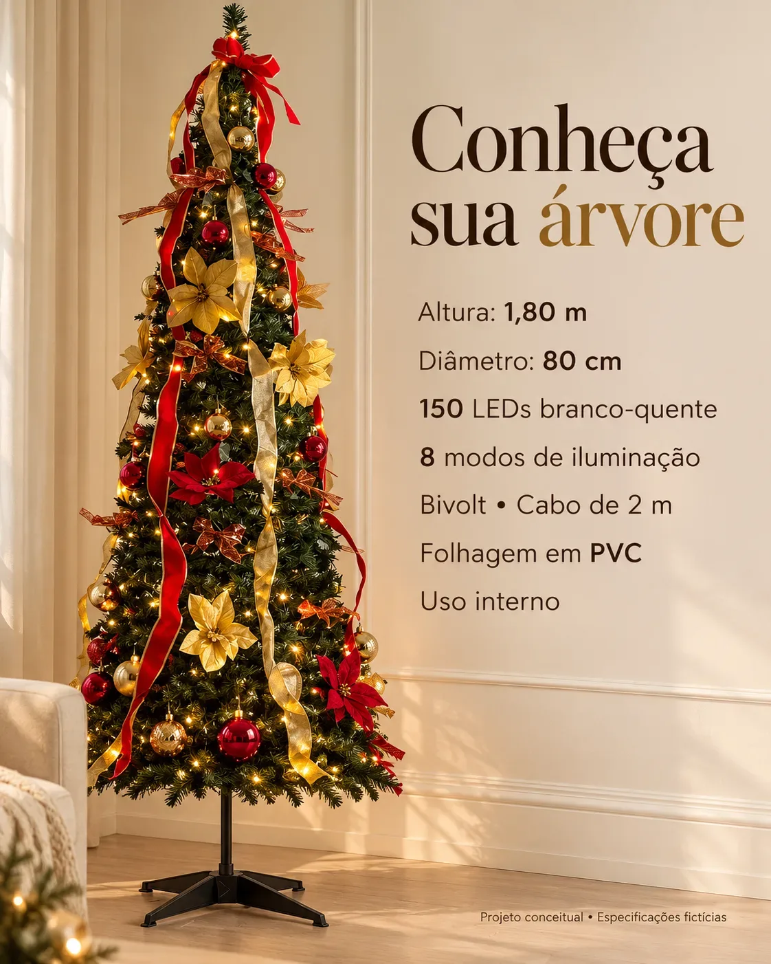 Árvore de Natal Retrátil - Sem complicação na hora de montar.